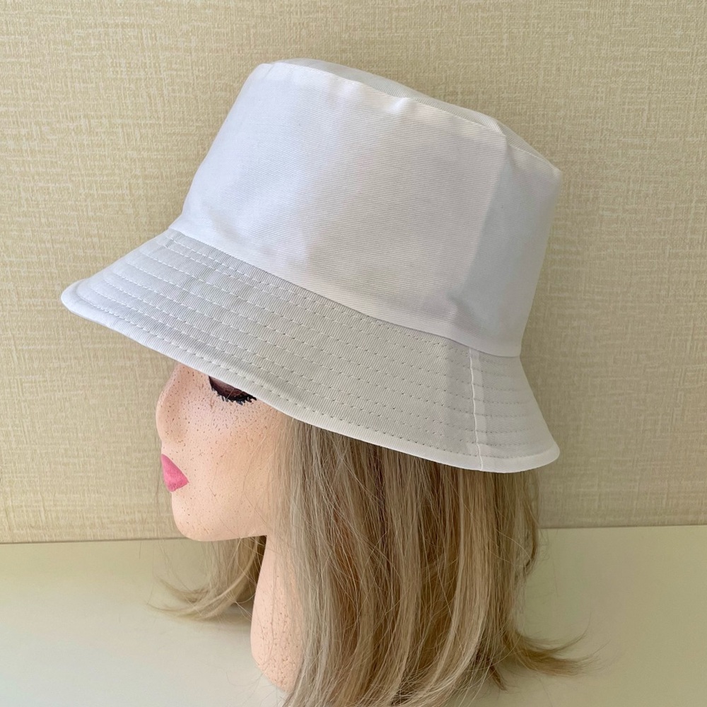 White Beachy Bucket Hat, Unisex, Lightweight, Lined, Ladies M/L, Men’s S… - Picture 2 of 4
